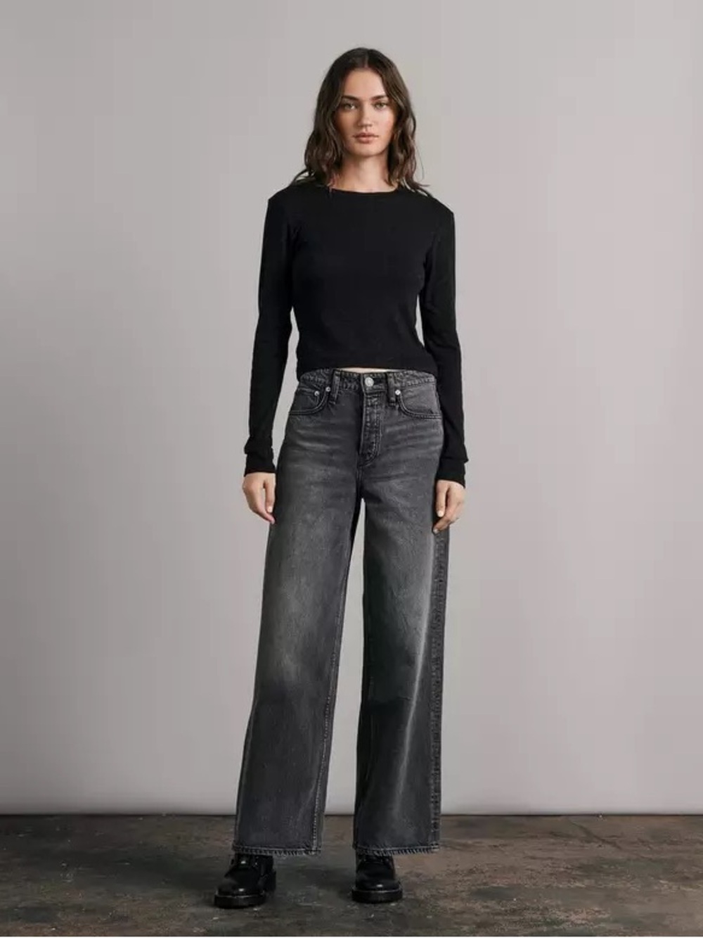 Rag & Bone Cropped L/S Ribbed Tee - Picture 2 of 5